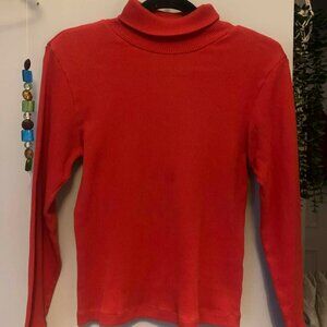 Tomato Red 90s Ribbed Turtleneck